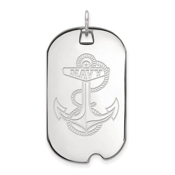10k White Gold U.S. Naval Academy Large Dog Tag Pendant